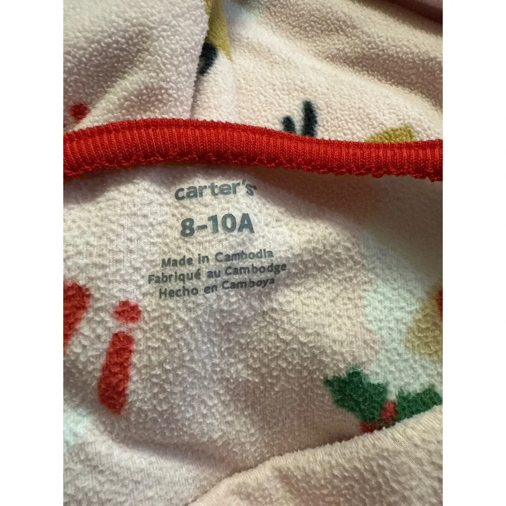 Carters Kids Girls Christmas Santa Reindeer Fleece Nightgown Pajamas‎ Size 8-10